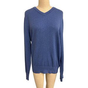 Banana Republic Cotton Cashmere V-Neck Sweater M/M Blue Long Sleeve Lightweight